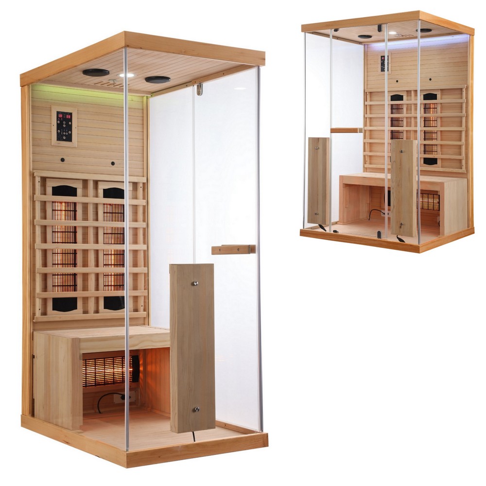1 Sauna infrarossi 1-2 posti 80x110 125x100 cm riscaldatori full spectrum cromoterapia SA105