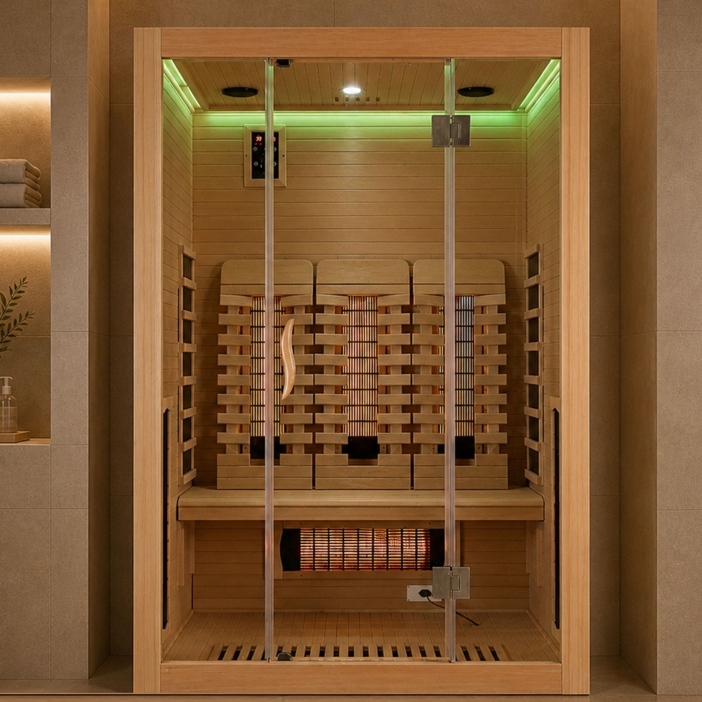 1 Sauna infrared 150x120 cm 3-person with 6 full-spectrum heaters and 3 carbon heaters SA106