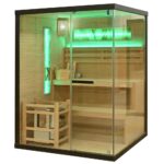 Sauna finlandese 2-3 posti 150x140 cm 2-3 posti stufa Harvia e pannelli in pietra di sale SA111
