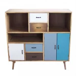 Mobile da arredo multiuso misura100x36 cm multicolore comprensivo di ante cassetti vani a giorno e piedini in legno CMP079