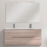 Arredo  Bagno modello "Light" da 120 cm doppio lavabo rovere con due cassetti chiusura ammortizzata PROMO DEL MESE