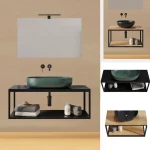 Base portalavabo sospesa modello "Axel2" da 60, 70, 80, 90, 100 o 120 cm 2 finiture con specchiera