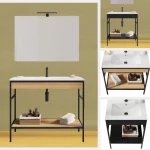 Arredo bagno modello "Axel3" a terra da 60, 70, 80, 90 o 100 cm completa di lavandino e specchiera