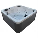 Minipiscina da esterno compresa di idromassaggio con 32 getti per 5 persone 190x190 cm ozonoterapia bluetooth e radio MI039