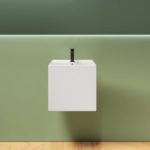 Lavandino mezzo-freestanding da 42xH40 cm monoforo in ceramica bianco LV100