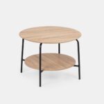 Arredo tavolo rotondo da caffè 60 cm in legno e metallo nero CMP162
