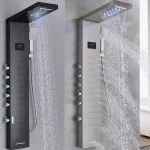 Colonna doccia idromassaggio con luci LED realizzata in acciaio inox argento o nero MD026