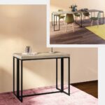 Arredo tavolo consolle in metallo nero e piano in legno da 50 a 275 cm TV031