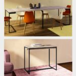 Arredo tavolo consolle struttura in metallo e piano in legno da 50 a 275 cm gambe a L TV032