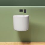 Lavandino mezzo-freestanding realizzato in ceramica bianco 45xH38 cm rotondo senza fori LV102