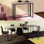 Arredo tavolo consolle da 50 a 230 cm struttura in metallo nero e piano in legno TV037