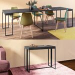 Arredo tavolo consolle da 50 a 275 cm colore antracite struttura in metallo e piano in legno TV038