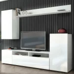 Mobile per soggiorno parete attrezzata 207x34xH170 cm porta tv bianco CMP091