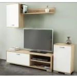 Arredo parete attrezzata porta tv da 170x36xH190 cm bianca e rovere completo di pensile e mensola CMP092