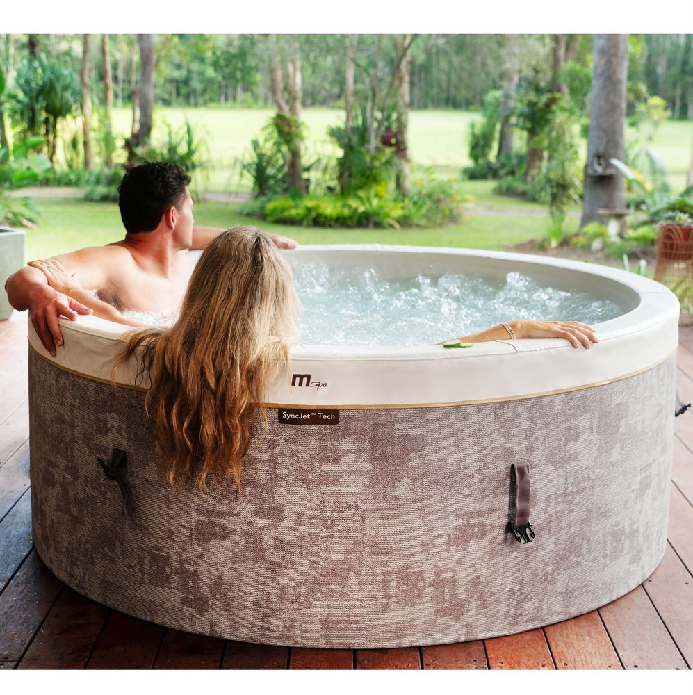 1 Minispa idromassaggio effetto textile rotonda 180 cm 136 getti cromoterapia e riscaldatore MI076