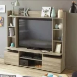 Mobile soggiorno porta tv da 165x42xH150 cm rovere con ripiani a giorno CMP093