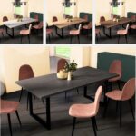 Arredo tavolo 200x100 cm 8 posti struttura in metallo nero e piano in rovere 4 colori TV042