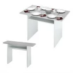 Tavolo consolle allargabile da 120x35-70 cm bianco con piano grigio cemento TV027