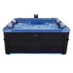 Minispa idromassaggio 6 posti 160x160 cm 128 getti con wi-fi led cromoterapia interno blu MI078