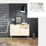 Arredo credenza da 99 o 147 cm bianco e rovere completo di piedini ante e cassetti CMP099