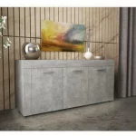 Arredo base multiuso da 157x41xH82 cm credenza a 3 ante finitura cemento CMP101