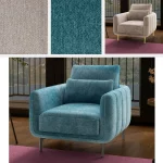 Poltrona modello "Oracle" da 81x94 cm disponibile in ciniglia tortora o blu e gambe in metallo oro o nero