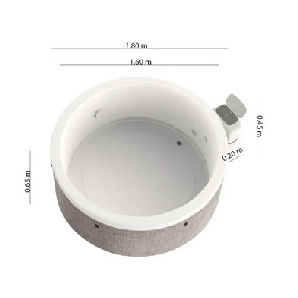 2 Minispa idromassaggio effetto textile rotonda 180 cm 136 getti cromoterapia e riscaldatore MI076