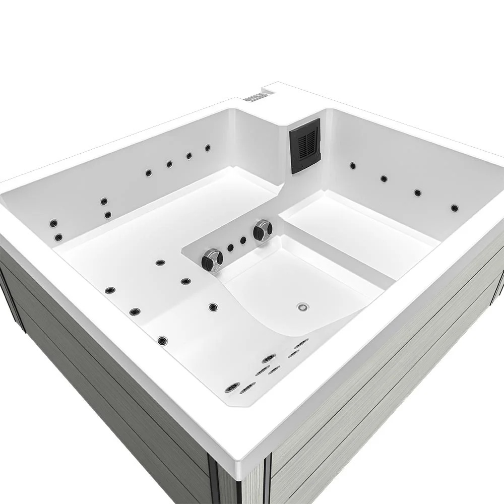 3 Minispa idromassaggio 25 getti 210x180 cm con riscaldatore 3 posti cromoterapia MI071