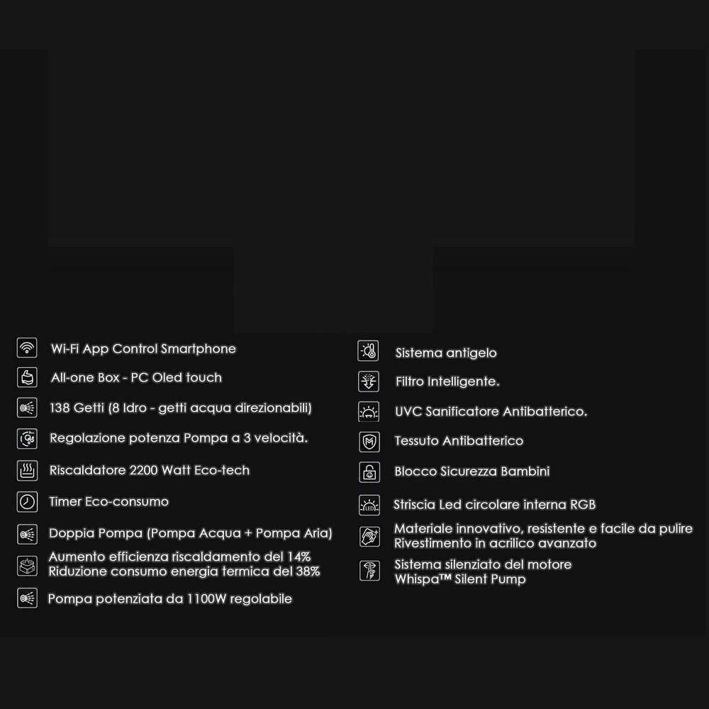 4 Minispa idromassaggio 6 posti 138 getti 182 cm color grigia o marrone MI075