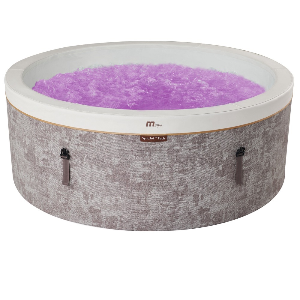 4 Minispa idromassaggio effetto textile rotonda 180 cm 136 getti cromoterapia e riscaldatore MI076