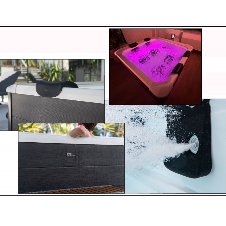 7 Minispa idromassaggio 148 getti 180x180 cm 8 posti led cromoterapia riscaldatore copertura inclusa MI074