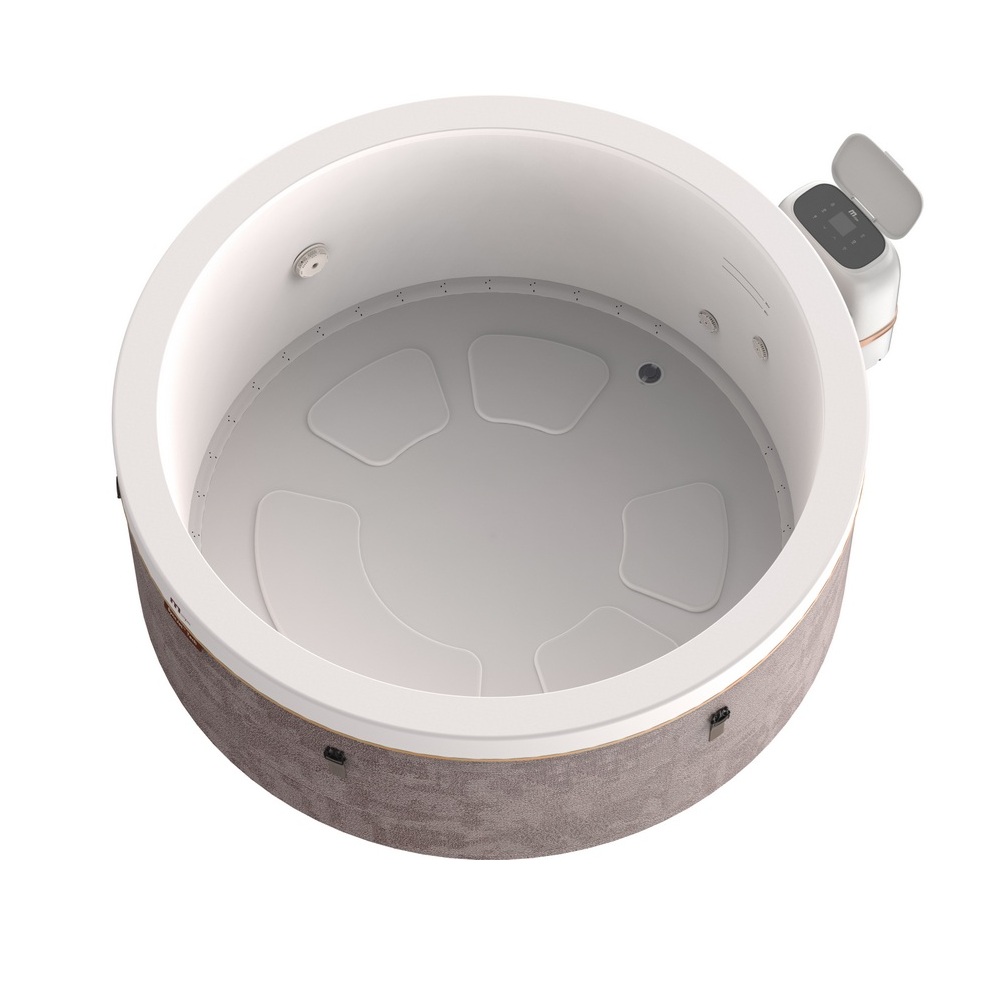 7 Minispa idromassaggio effetto textile rotonda 180 cm 136 getti cromoterapia e riscaldatore MI076