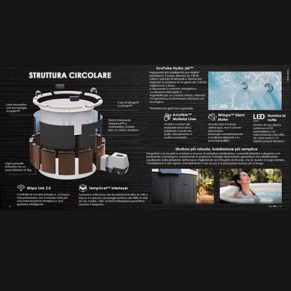8 Minispa idromassaggio 6 posti 138 getti 182 cm color grigia o marrone MI075