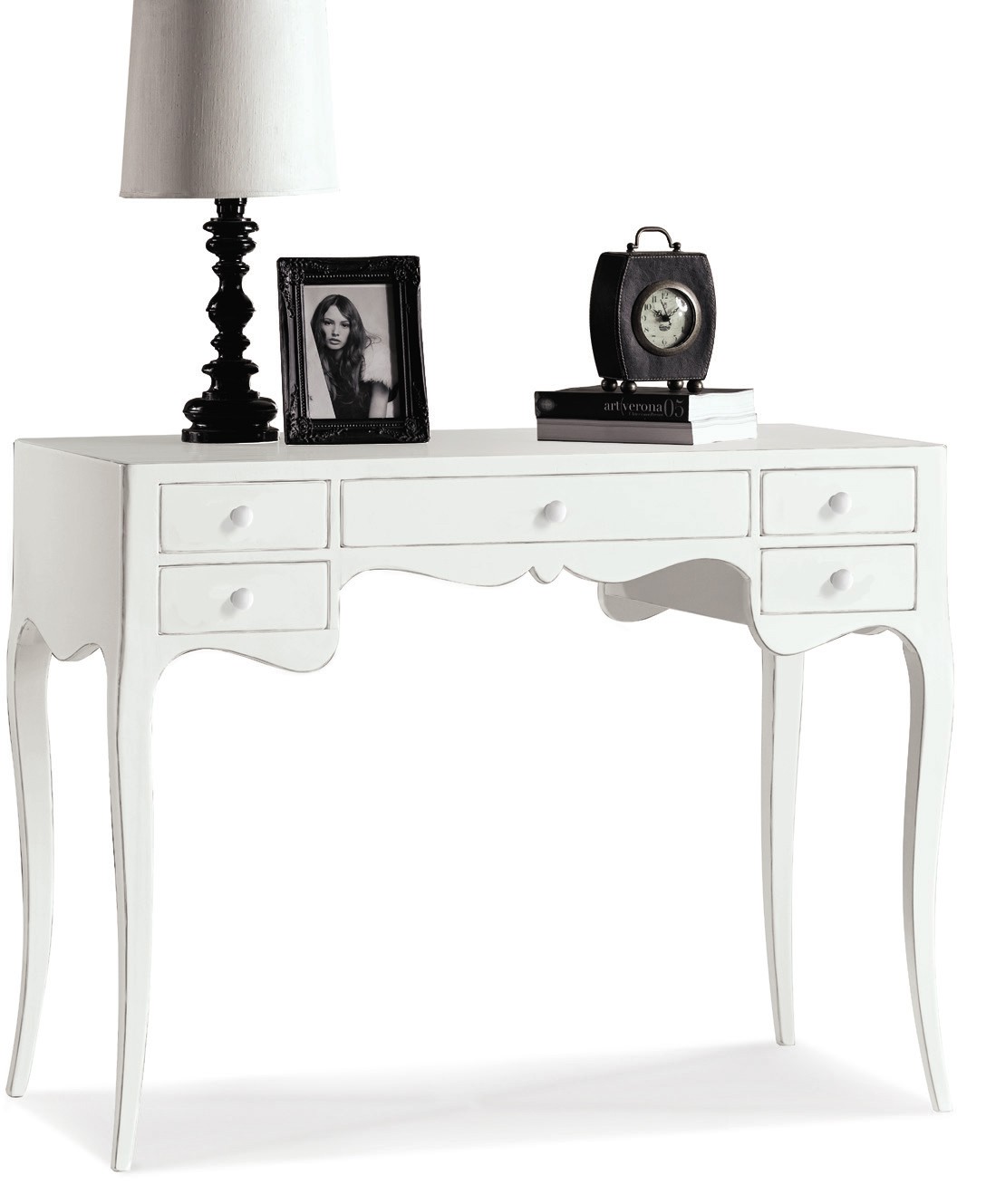 Arredo modello Zoe Scrivania color bianco opaco tavolino design classico moderno