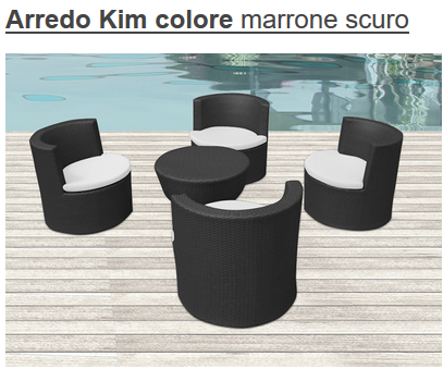 Kim modern style outdoor furniture in 2 finishes armchairs and crystal coffee table