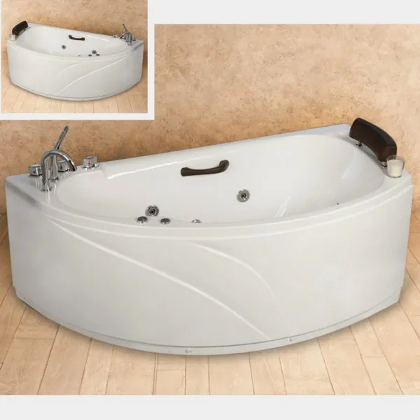 whirlpool tub measures 162x83 cm with 8 chromotherapy jets and faucets