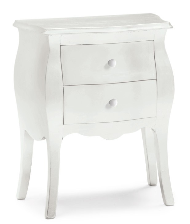 Furniture model Rose Comoncino rounded 2 drawers color matte white, silver and gold modern design