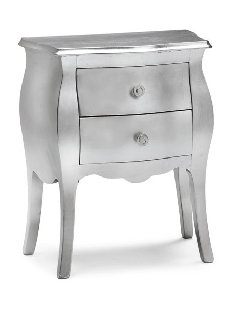 Furniture model Rose Comoncino rounded 2 drawers color matte white, silver and gold modern design