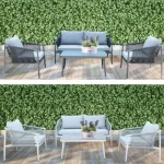 Salotto da esterno con poltrone e sedie modello "Dubai" divano per giardino in due finiture