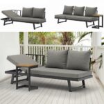 Outdoor furniture model Fruit 210x78 cm with folding seat and coffee table outdoor composition