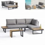 Set da esterno marca "Doroty" con tavolino, divano con cuscini componibile in varie versioni