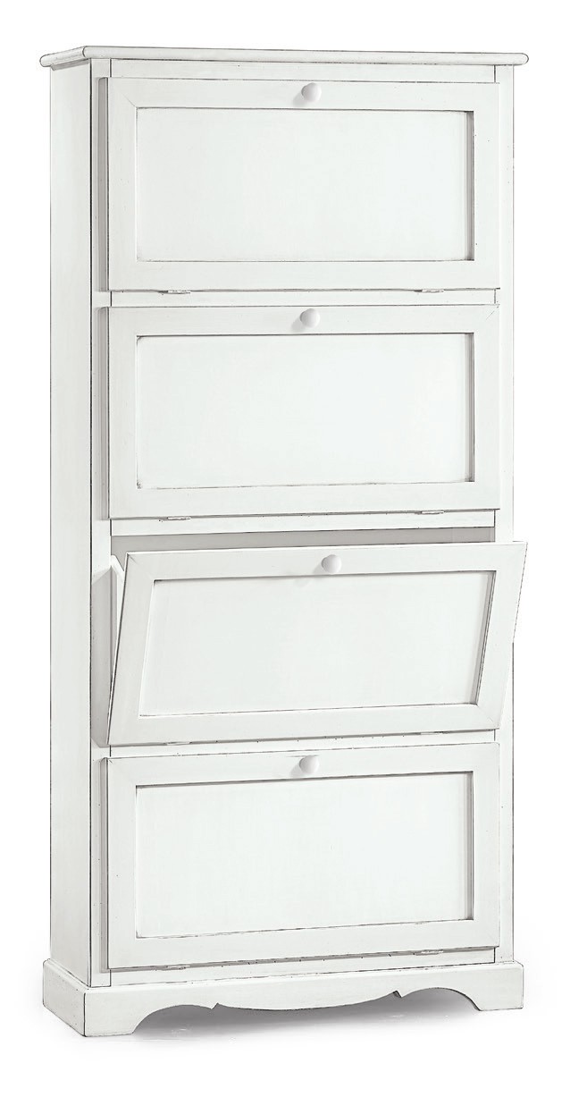 Furniture model Noemi classic design shoe cabinet in matte white and glossy walnut color in different versions and sizes