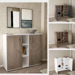 Arredo per interno da soggiorno multiuso 102x35x87 cm con 2 ante e vani a giorno in 5 finiture CMP062