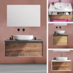 Arredo modello "Jacob" da 60, 80 o 100 cm mobile porta lavabo con cassetto in diverse finiture e specchiera