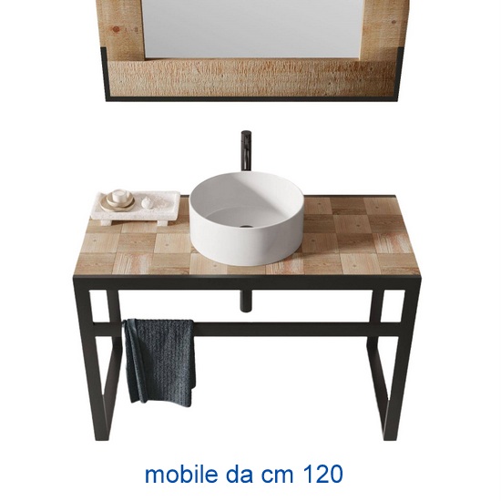 Arredo bagno porta lavabo ALABAMA in diverse misure con top in legno di  abete da 4