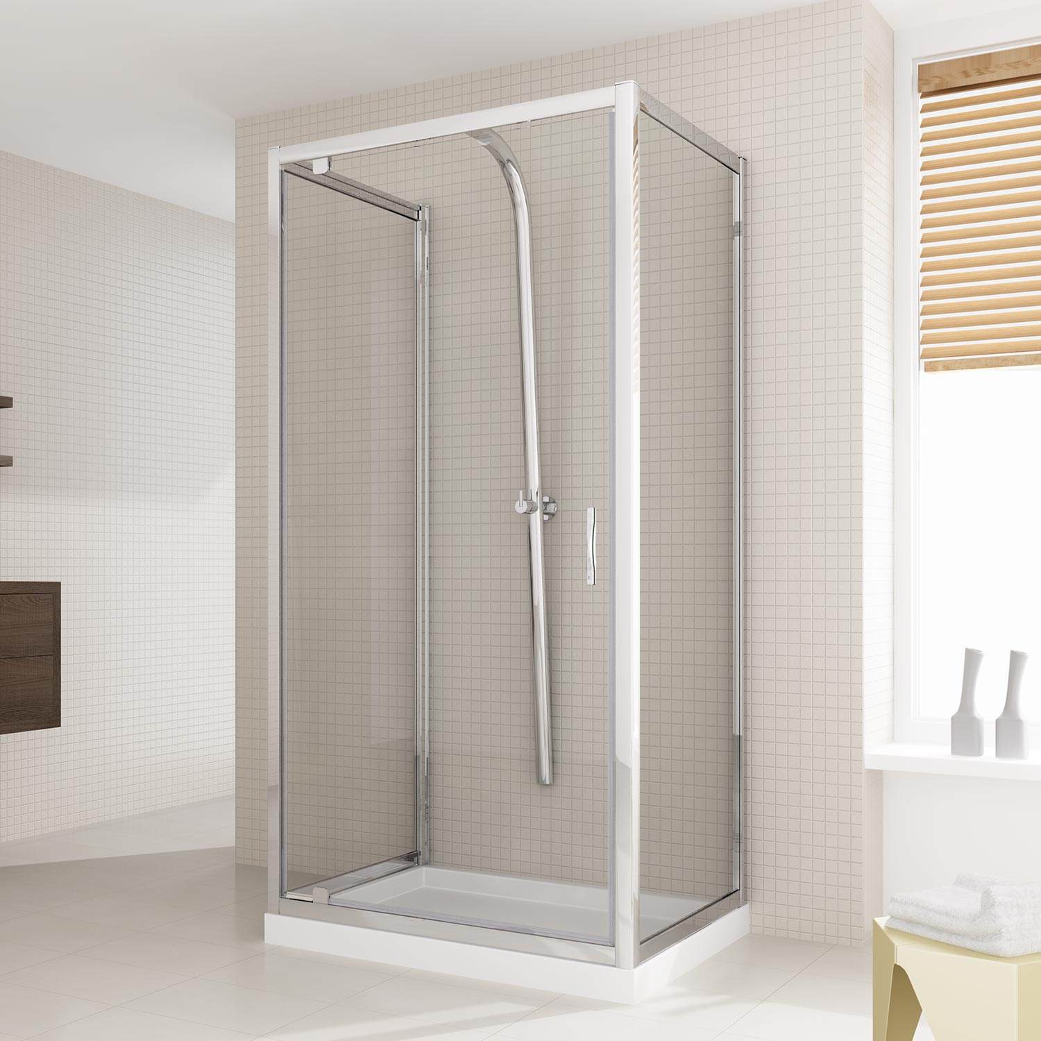 Shower cubicle two fixed doors single door H185 198 cm tempered glass 6mm transparent matte in various sizes B14