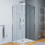 Cabina doccia 70x90 o 80x100 cm semicircolare reversibile cristallo trasparente 6mm con anticalcare porte scorrevoli B86