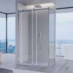 Box Doccia ad angolo cristallo trasparente 8mm con anticalcare porta scorrevole in diverse dimensioni B84