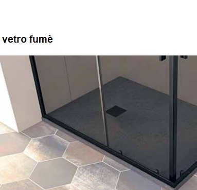 Parete doccia walk-in in diverse dimensioni con profili neri vetro 8mm trasparente o fumè Altezza 200 cm PT40