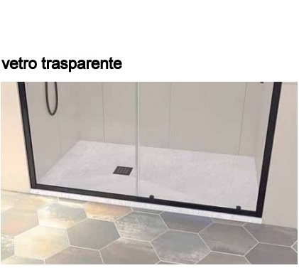 Parete doccia walk-in in diverse dimensioni con profili neri vetro 8mm trasparente o fumè Altezza 200 cm PT40